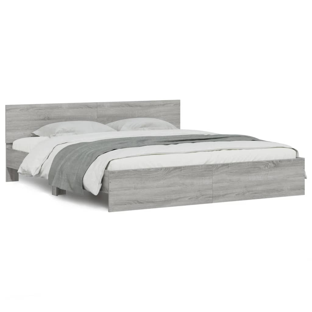 Modern Wooden Super King Size 180cm Bed Frame Base With Headboard & LED Lights