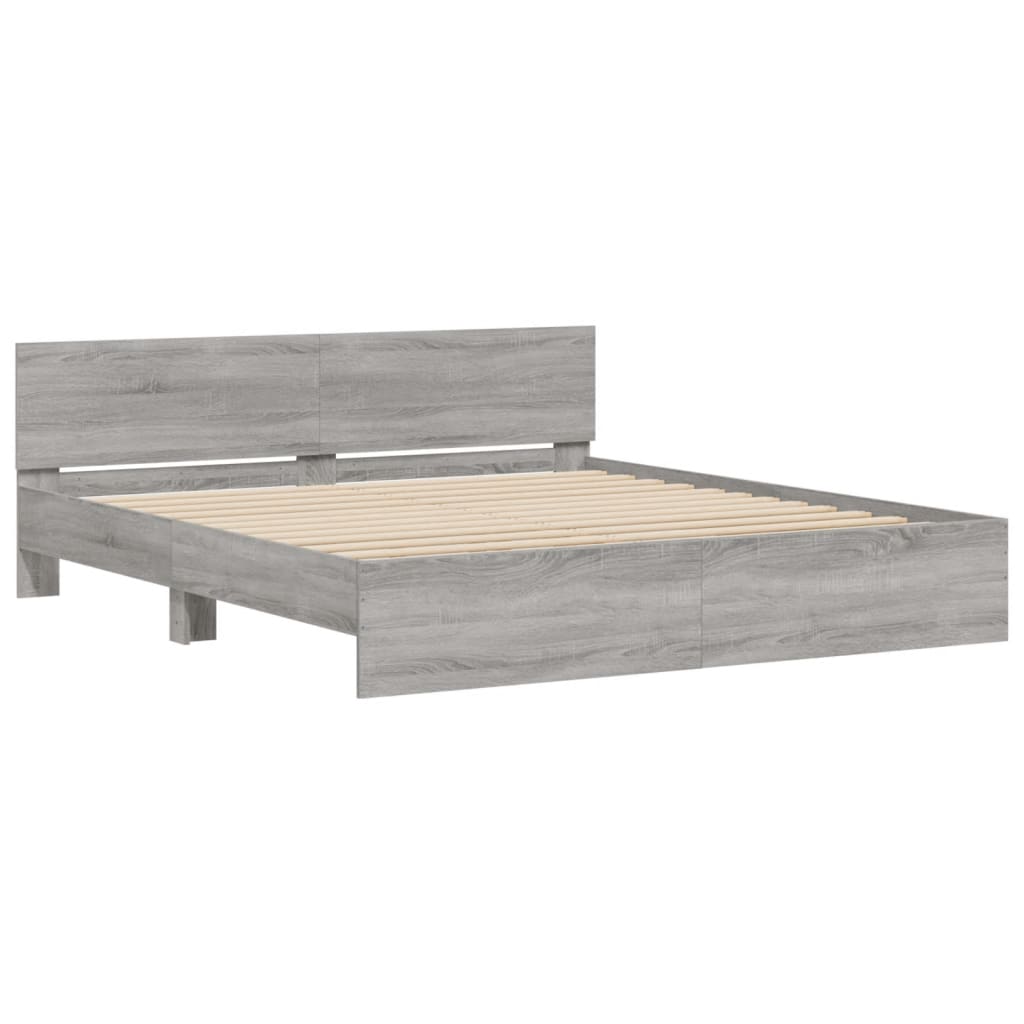 Modern Wooden Super King Size 180cm Bed Frame Base With Headboard & LED Lights