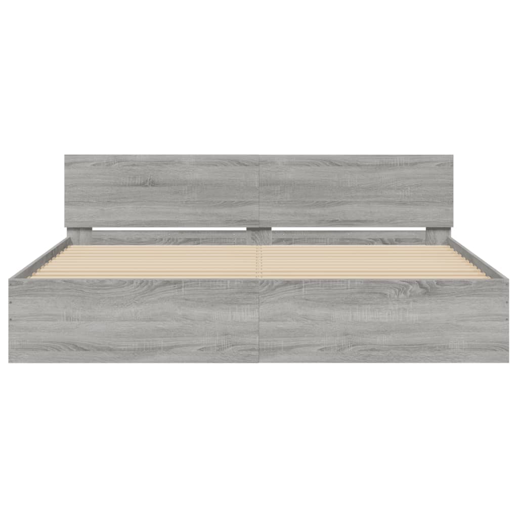Modern Wooden Super King Size 180cm Bed Frame Base With Headboard & LED Lights