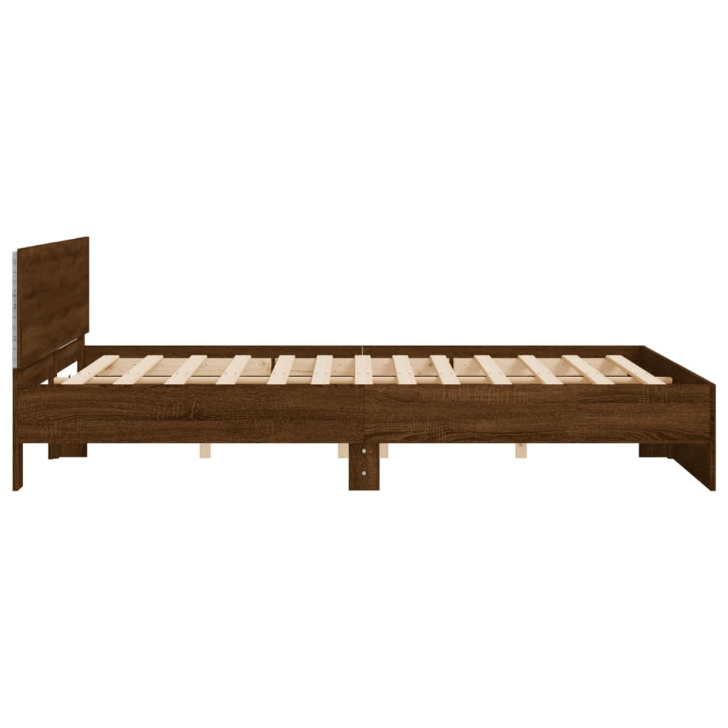 Modern Wooden Super King Size 180cm Bed Frame Base With Headboard & LED Lights