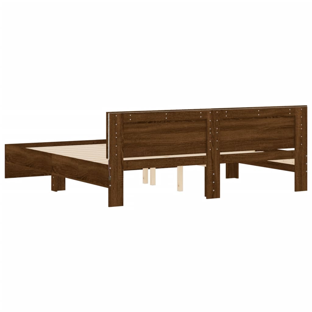 Modern Wooden Super King Size 180cm Bed Frame Base With Headboard & LED Lights