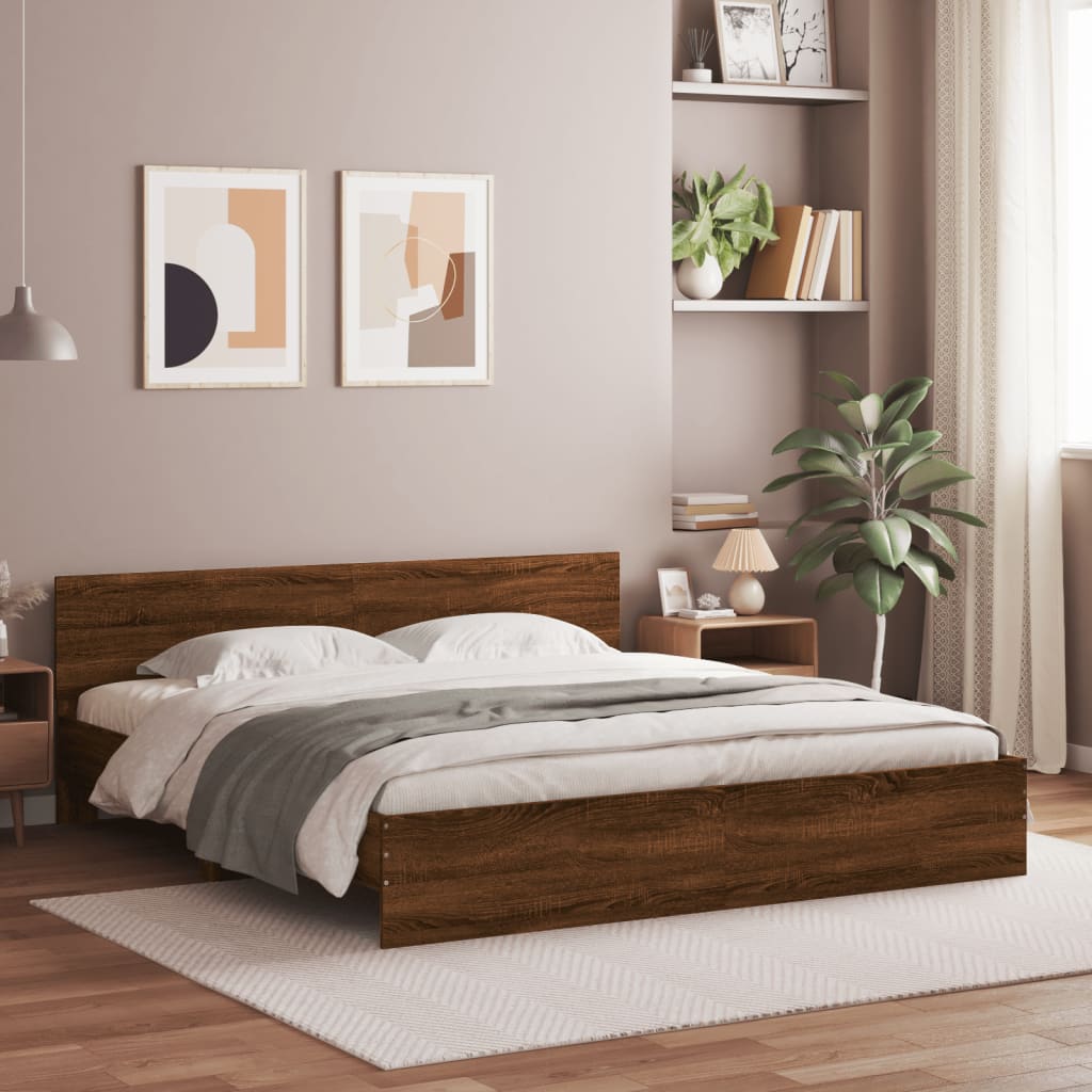 Modern Wooden Super King Size 180cm Bed Frame Base With Headboard & LED Lights