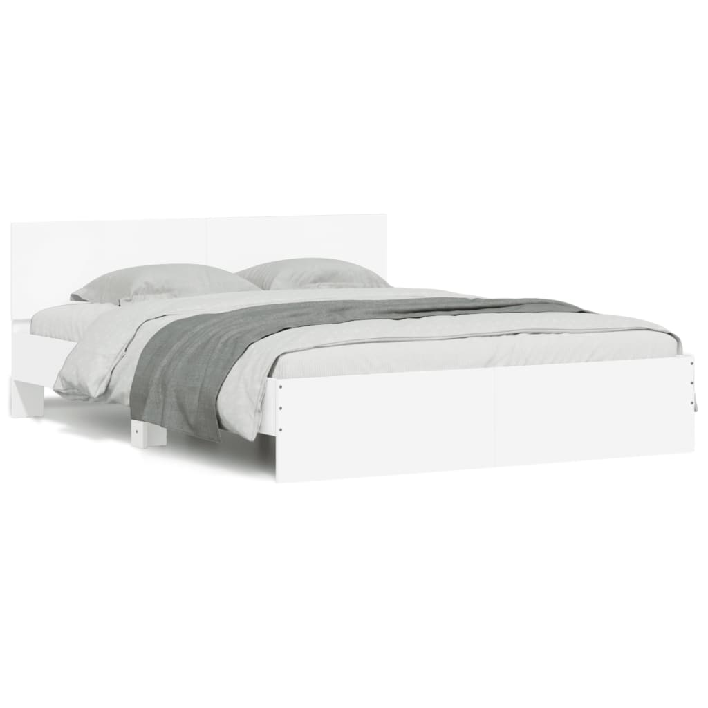 Modern Wooden Queen Size 160cm Bed Frame Base With Headboard & LED Lights