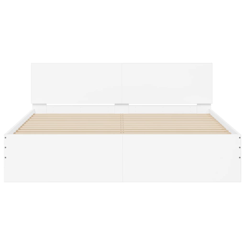 Modern Wooden Queen Size 160cm Bed Frame Base With Headboard & LED Lights