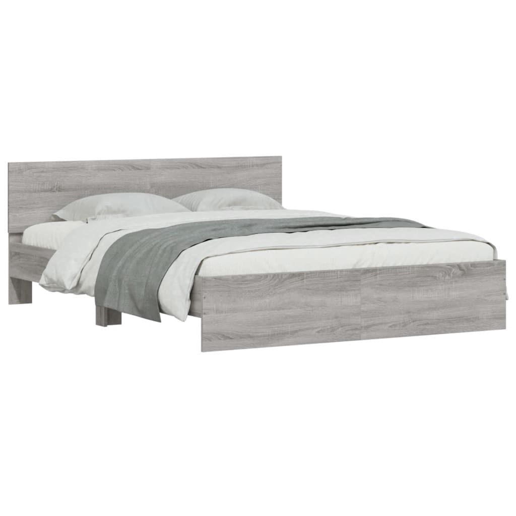 Modern Wooden Queen Size 160cm Bed Frame Base With Headboard & LED Lights