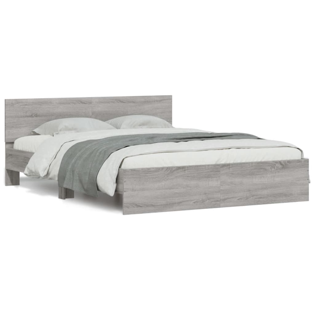 Modern Wooden Queen Size 160cm Bed Frame Base With Headboard & LED Lights