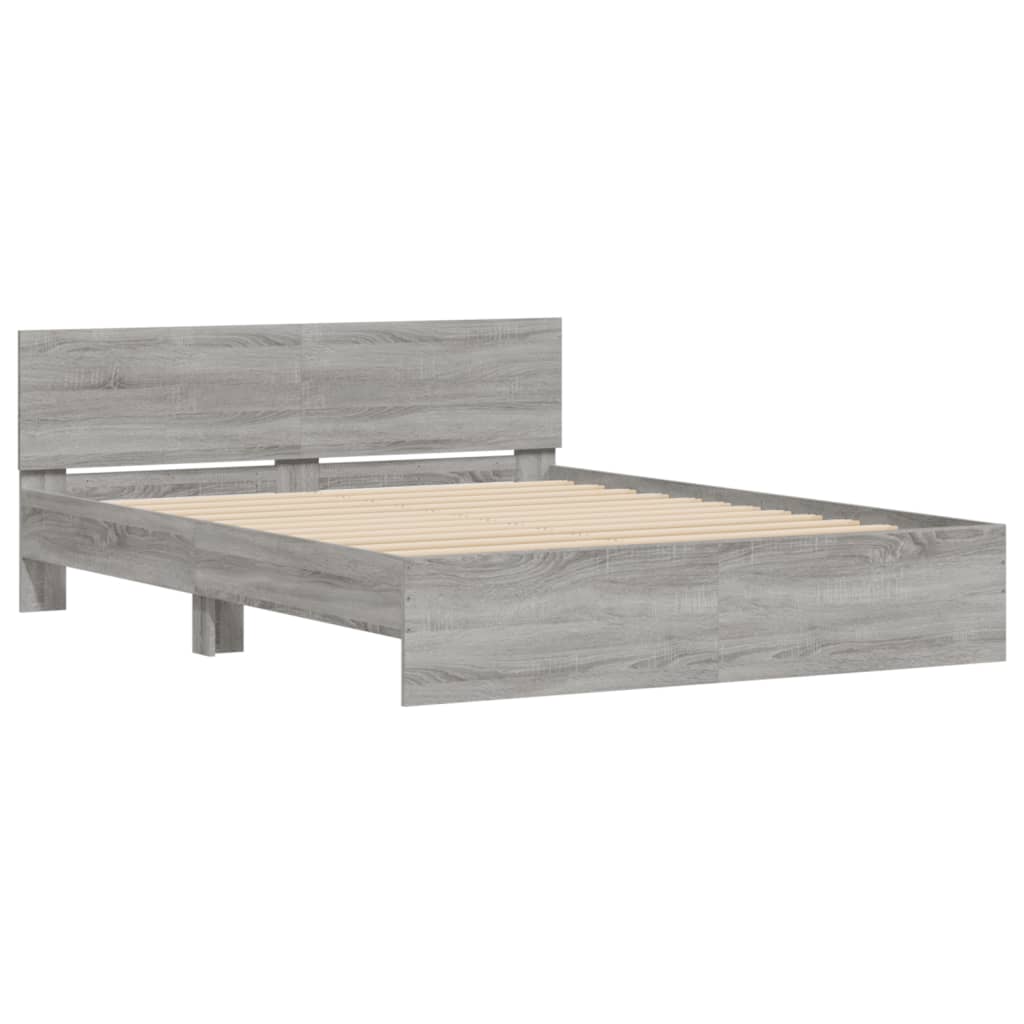Modern Wooden Queen Size 160cm Bed Frame Base With Headboard & LED Lights