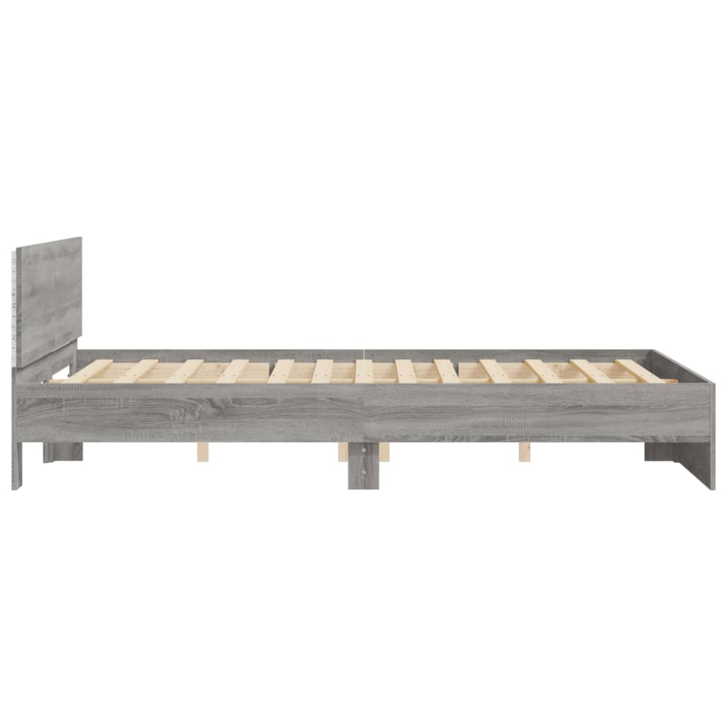 Modern Wooden Queen Size 160cm Bed Frame Base With Headboard & LED Lights