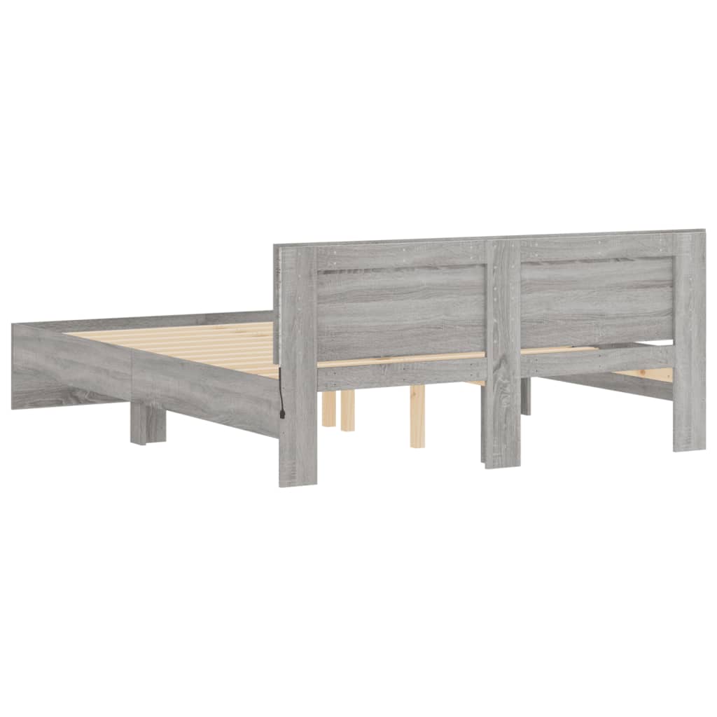 Modern Wooden Queen Size 160cm Bed Frame Base With Headboard & LED Lights