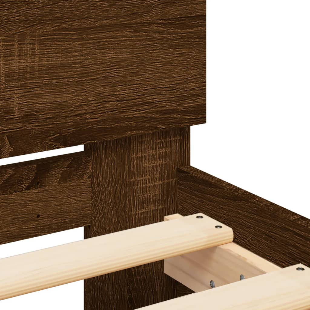 Modern Wooden Queen Size 160cm Bed Frame Base With Headboard & LED Lights