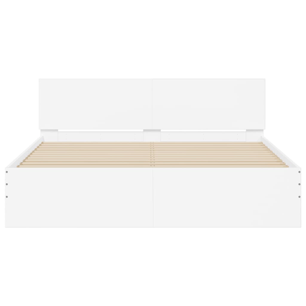 Modern Wooden King Size 150cm Bed Frame Base With Headboard & LED Lights