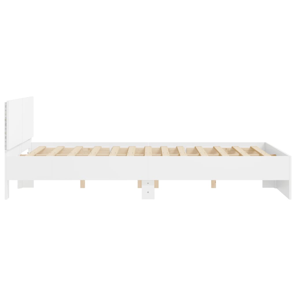 Modern Wooden King Size 150cm Bed Frame Base With Headboard & LED Lights