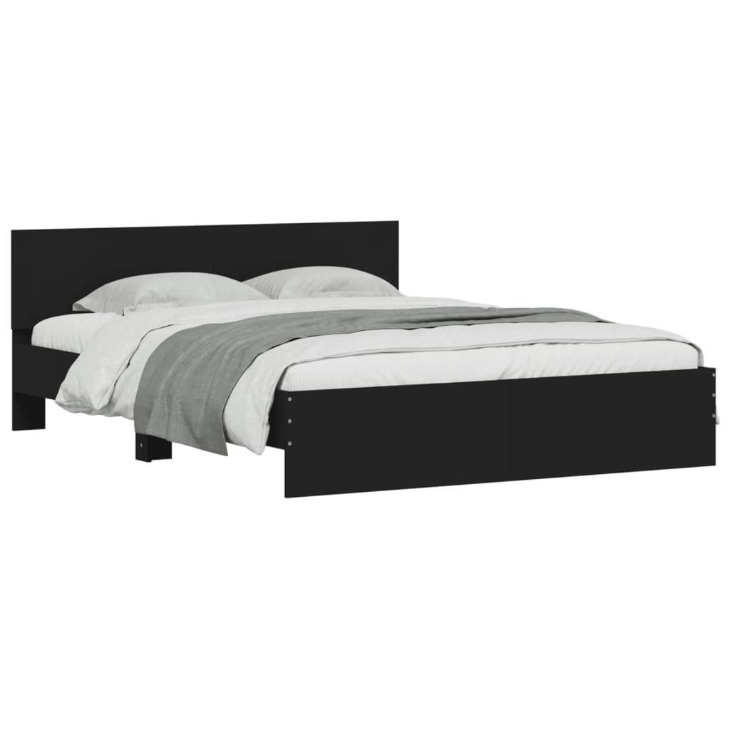 Modern Wooden King Size 150cm Bed Frame Base With Headboard & LED Lights