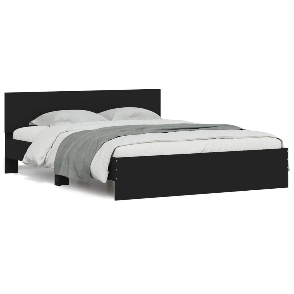 Modern Wooden King Size 150cm Bed Frame Base With Headboard & LED Lights