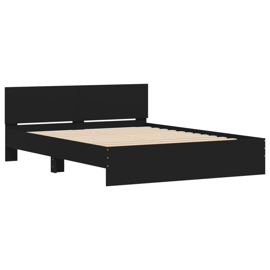 Modern Wooden King Size 150cm Bed Frame Base With Headboard & LED Lights