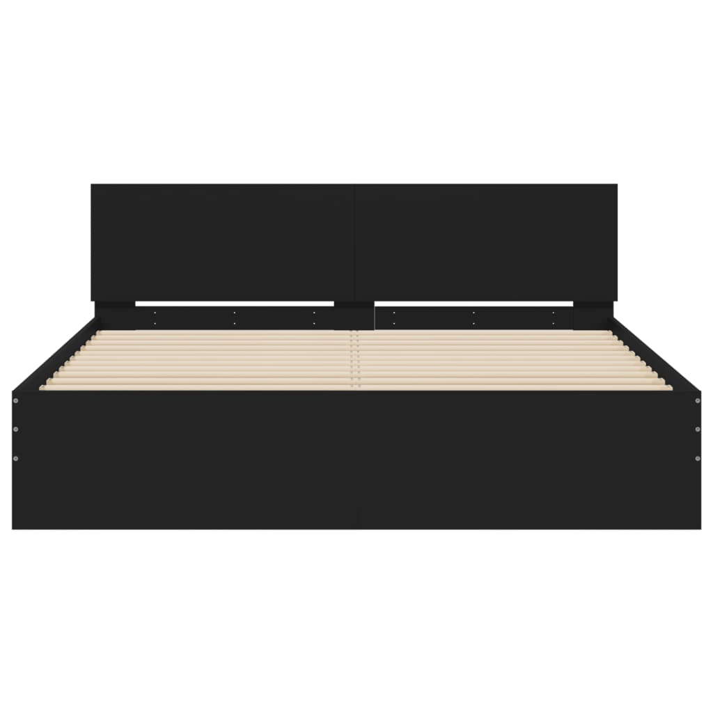 Modern Wooden King Size 150cm Bed Frame Base With Headboard & LED Lights