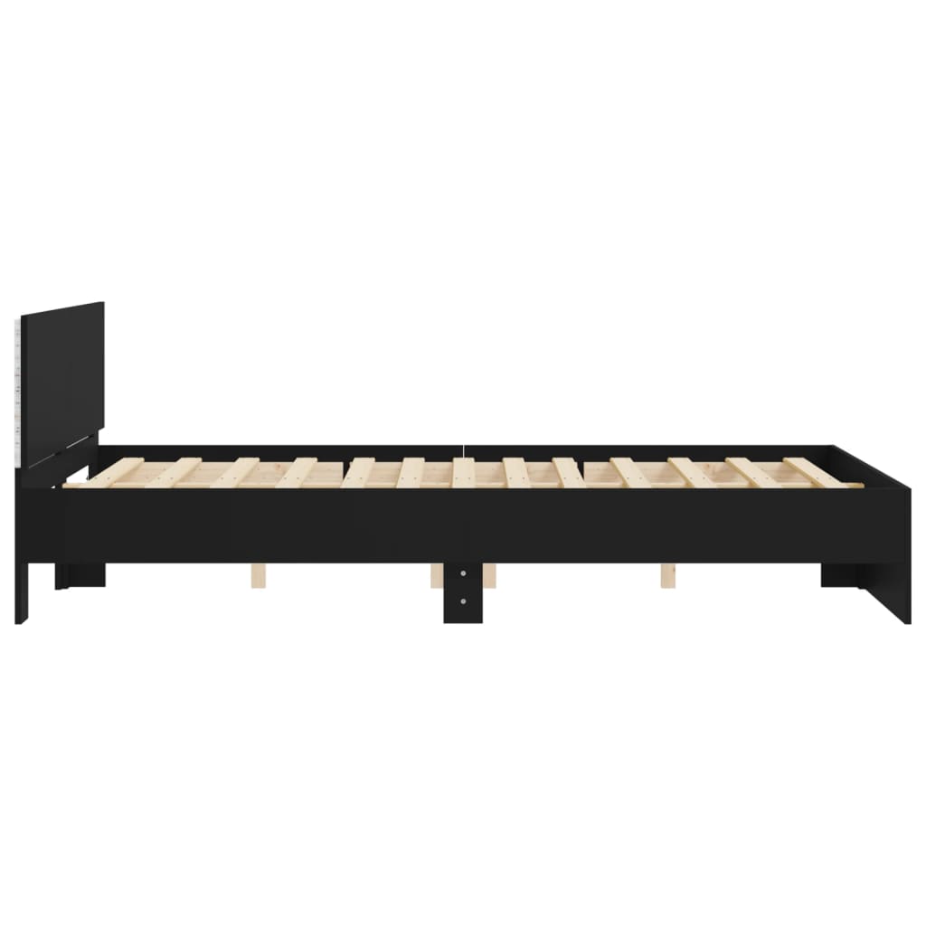 Modern Wooden King Size 150cm Bed Frame Base With Headboard & LED Lights