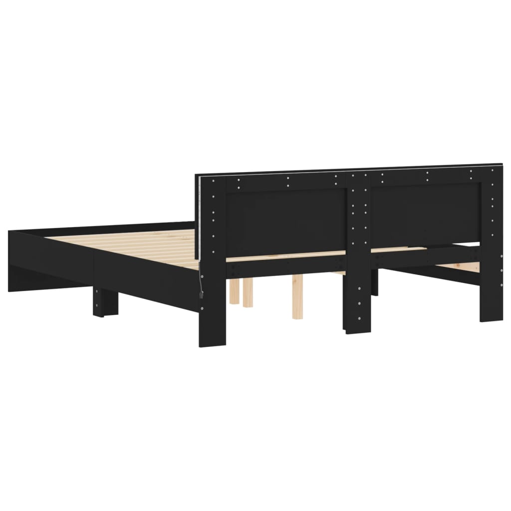Modern Wooden King Size 150cm Bed Frame Base With Headboard & LED Lights