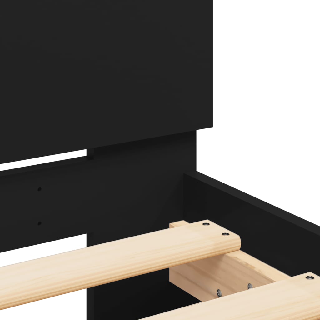 Modern Wooden King Size 150cm Bed Frame Base With Headboard & LED Lights