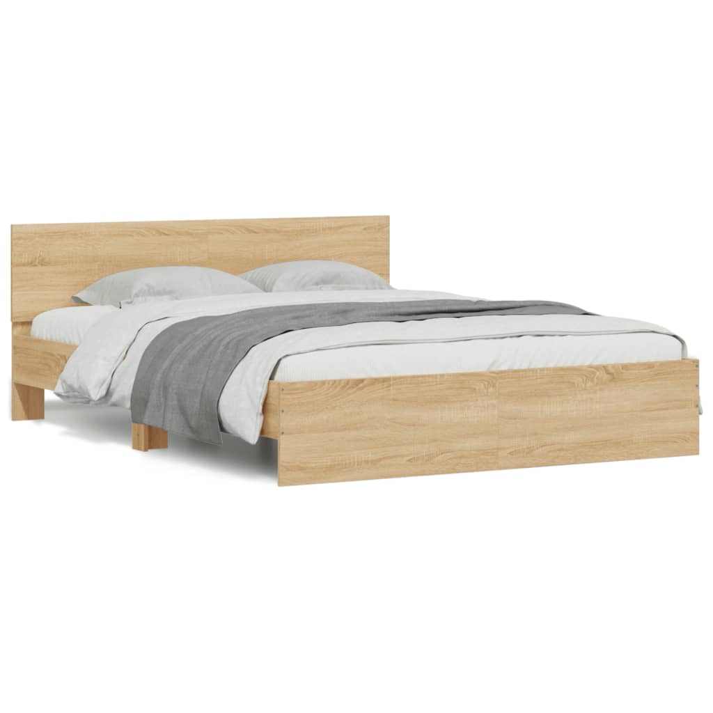 Modern Wooden King Size 150cm Bed Frame Base With Headboard & LED Lights