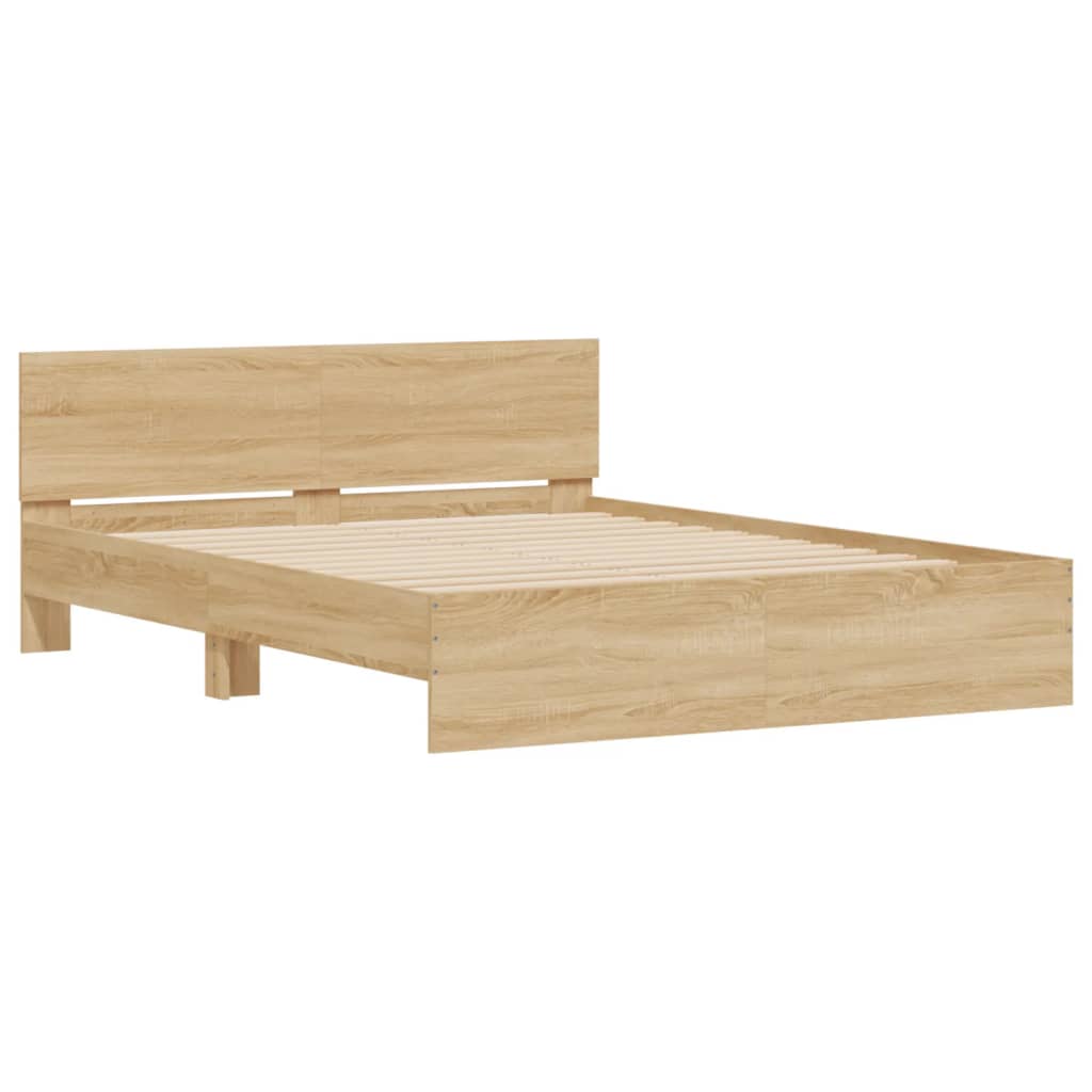 Modern Wooden King Size 150cm Bed Frame Base With Headboard & LED Lights