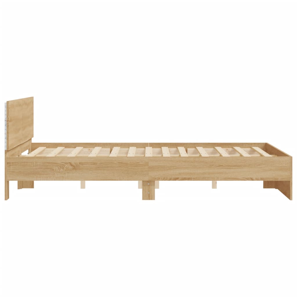 Modern Wooden King Size 150cm Bed Frame Base With Headboard & LED Lights