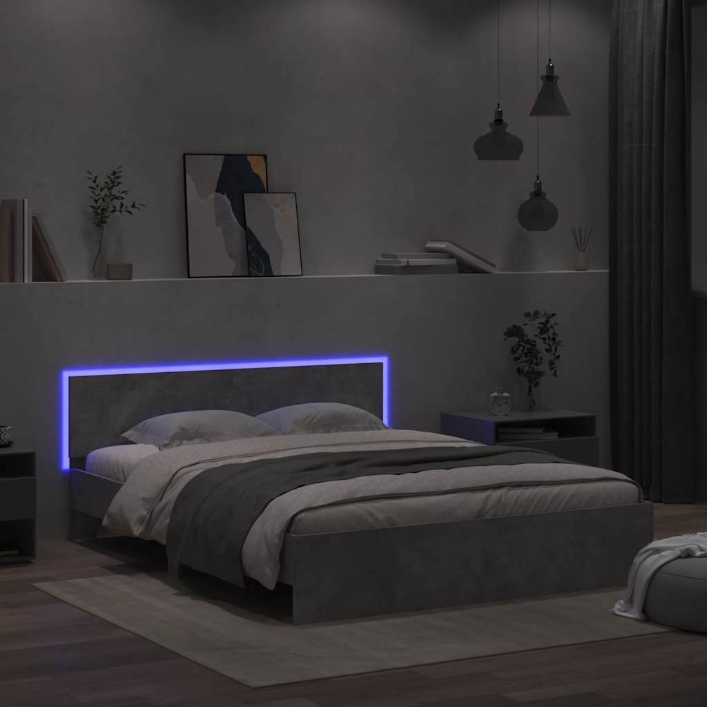 Modern Wooden King Size 150cm Bed Frame Base With Headboard & LED Lights