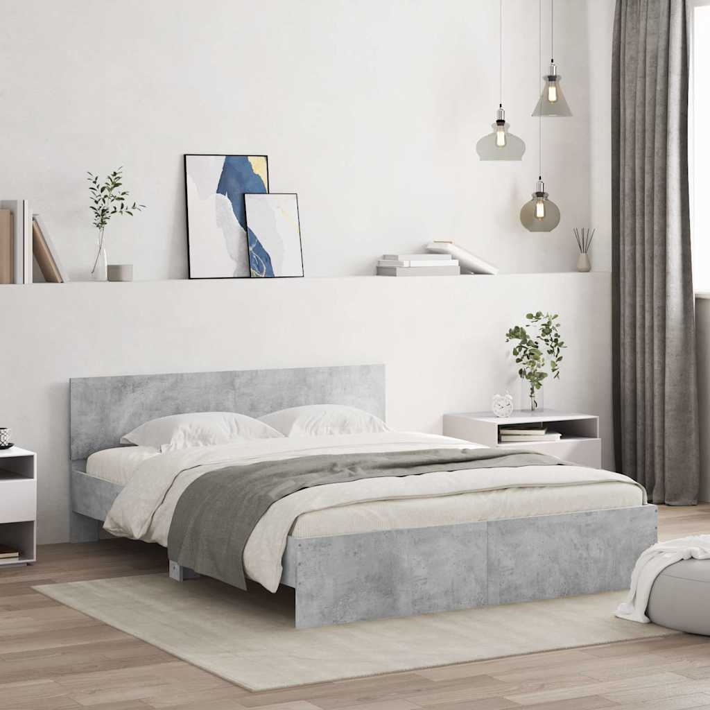 Modern Wooden King Size 150cm Bed Frame Base With Headboard & LED Lights