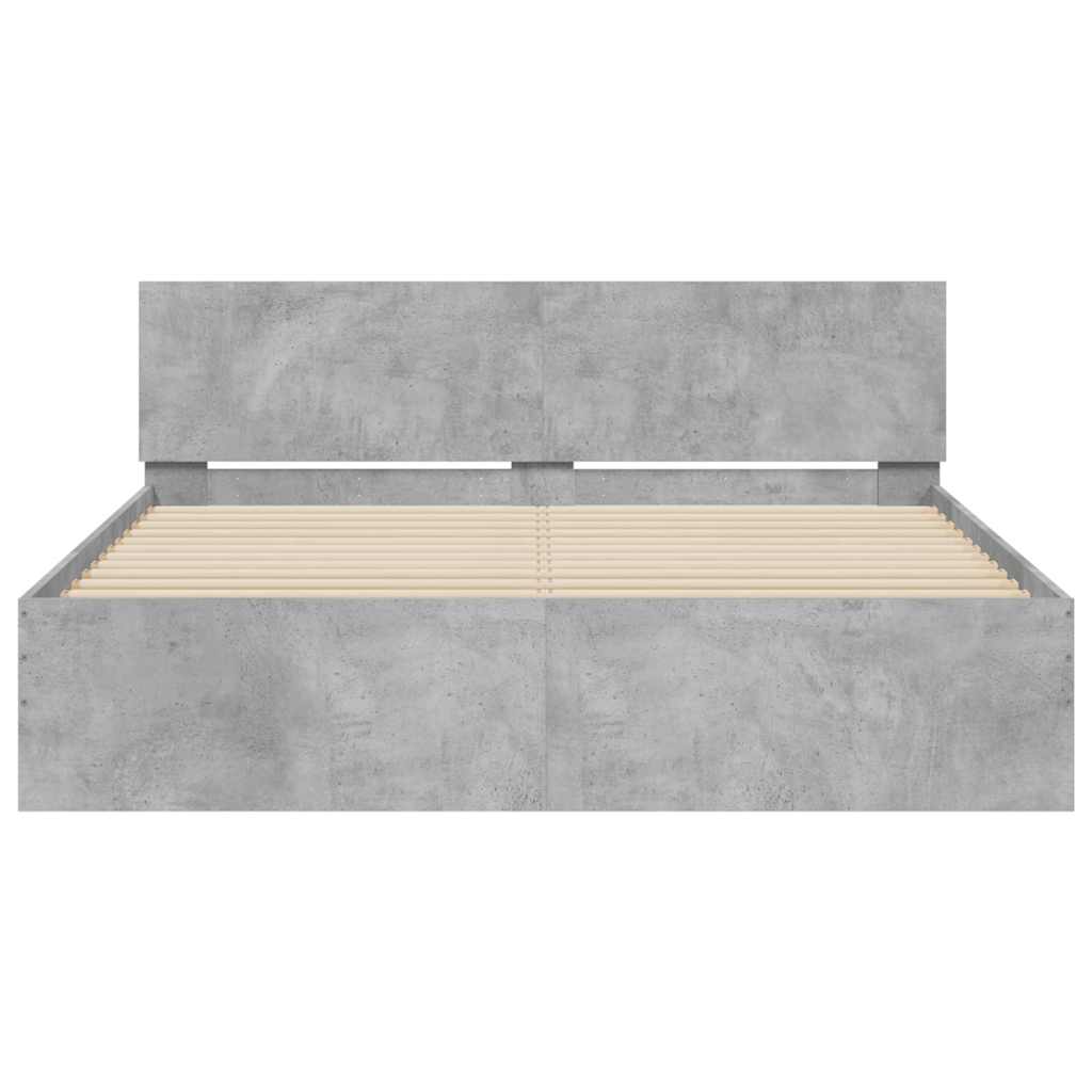 Modern Wooden King Size 150cm Bed Frame Base With Headboard & LED Lights