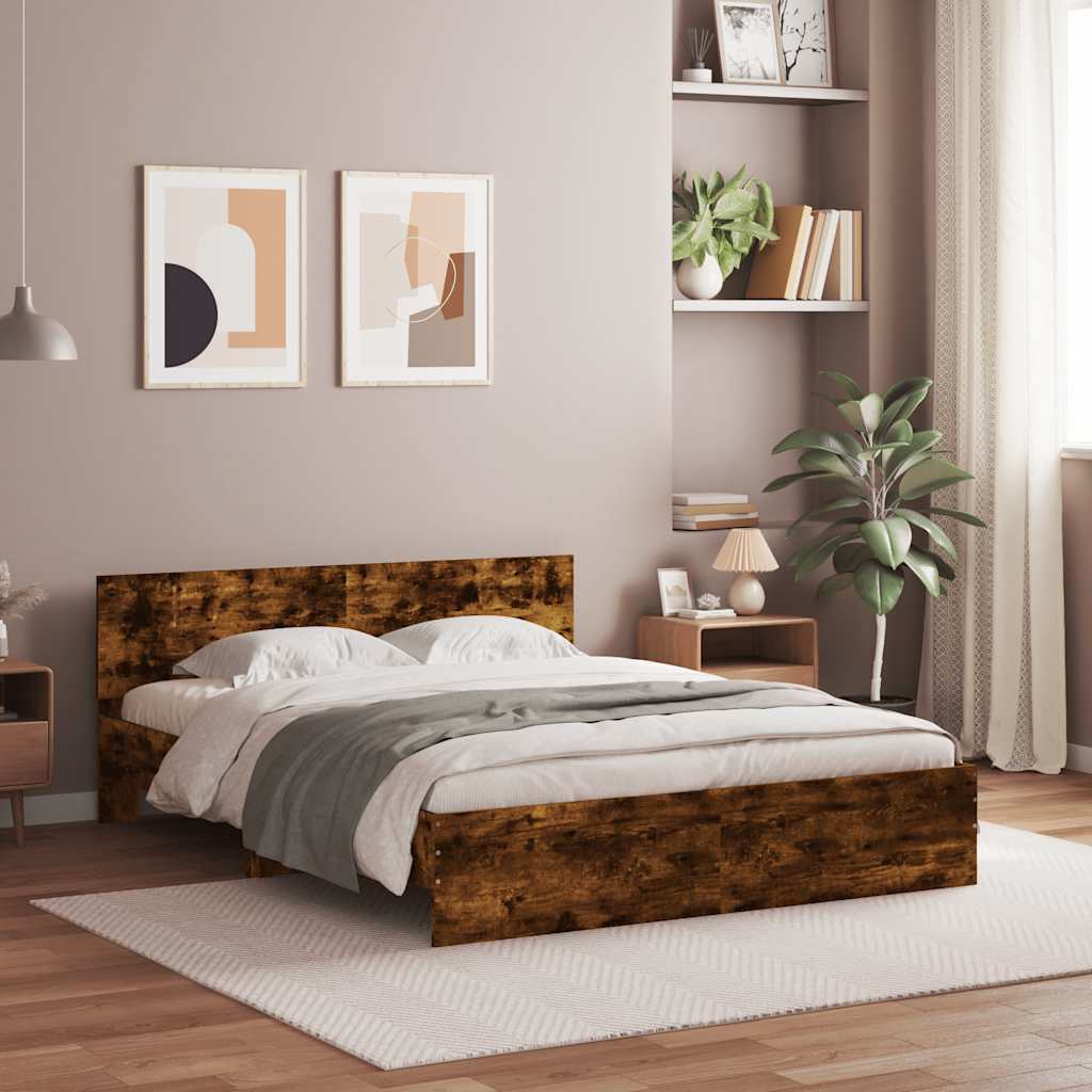Modern Wooden King Size 150cm Bed Frame Base With Headboard & LED Lights