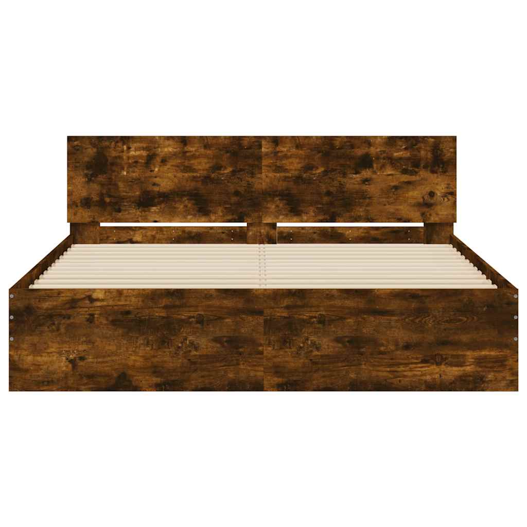 Modern Wooden King Size 150cm Bed Frame Base With Headboard & LED Lights