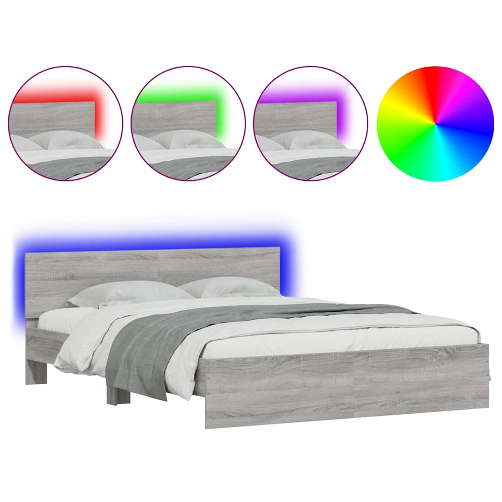Modern Wooden King Size 150cm Bed Frame Base With Headboard & LED Lights
