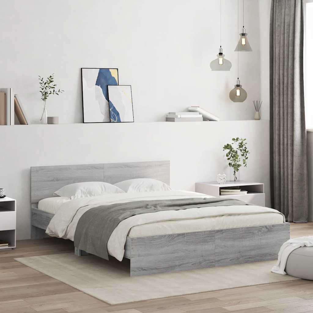 Modern Wooden King Size 150cm Bed Frame Base With Headboard & LED Lights