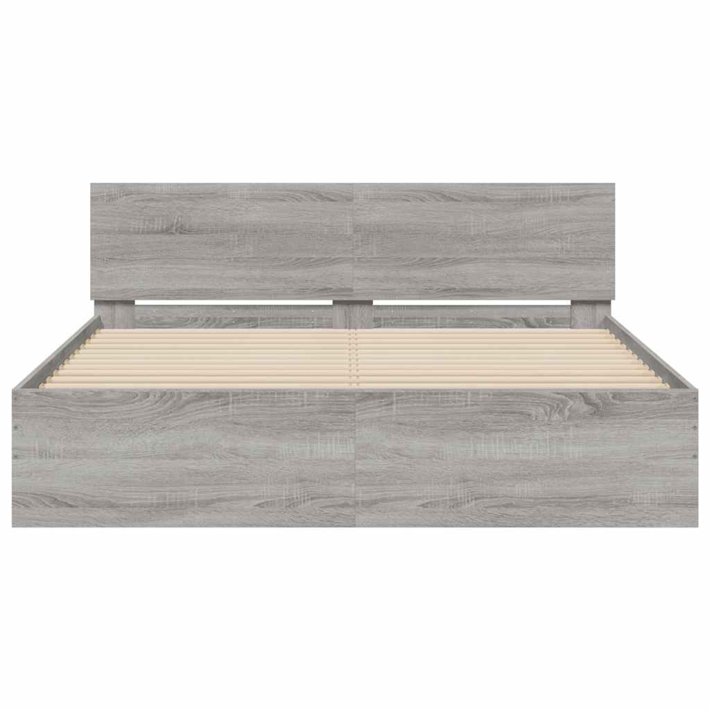 Modern Wooden King Size 150cm Bed Frame Base With Headboard & LED Lights