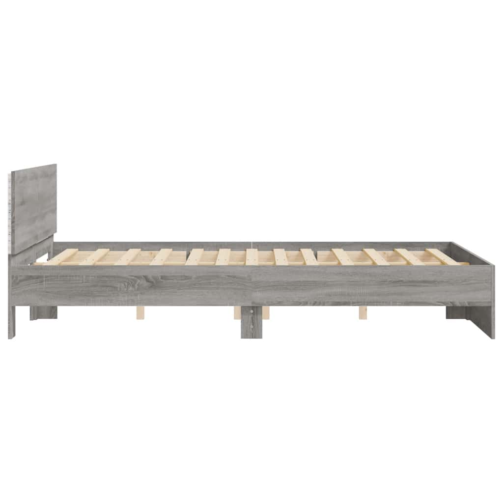 Modern Wooden King Size 150cm Bed Frame Base With Headboard & LED Lights