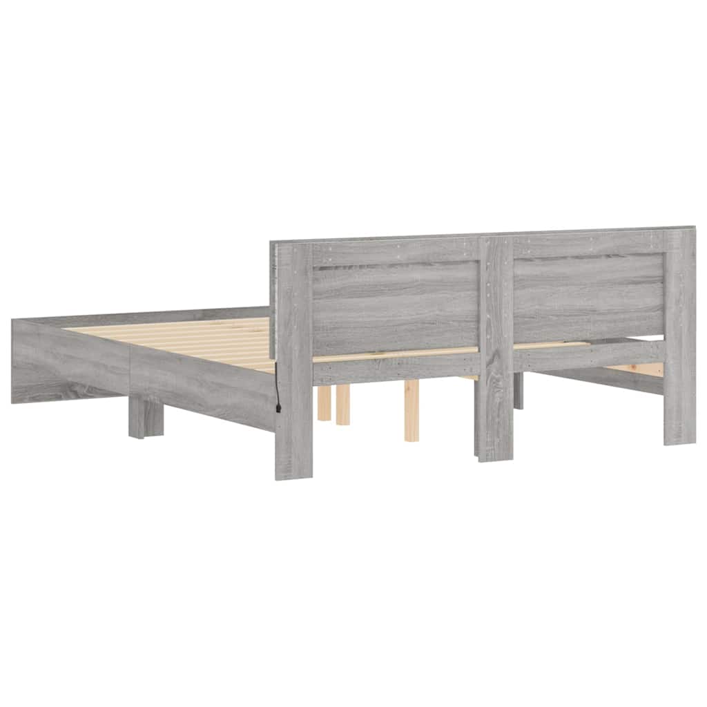 Modern Wooden King Size 150cm Bed Frame Base With Headboard & LED Lights