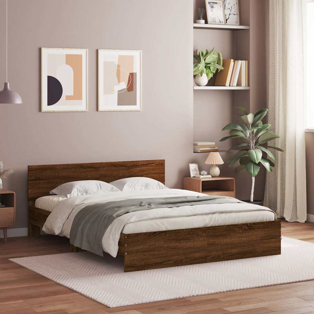 Modern Wooden King Size 150cm Bed Frame Base With Headboard & LED Lights