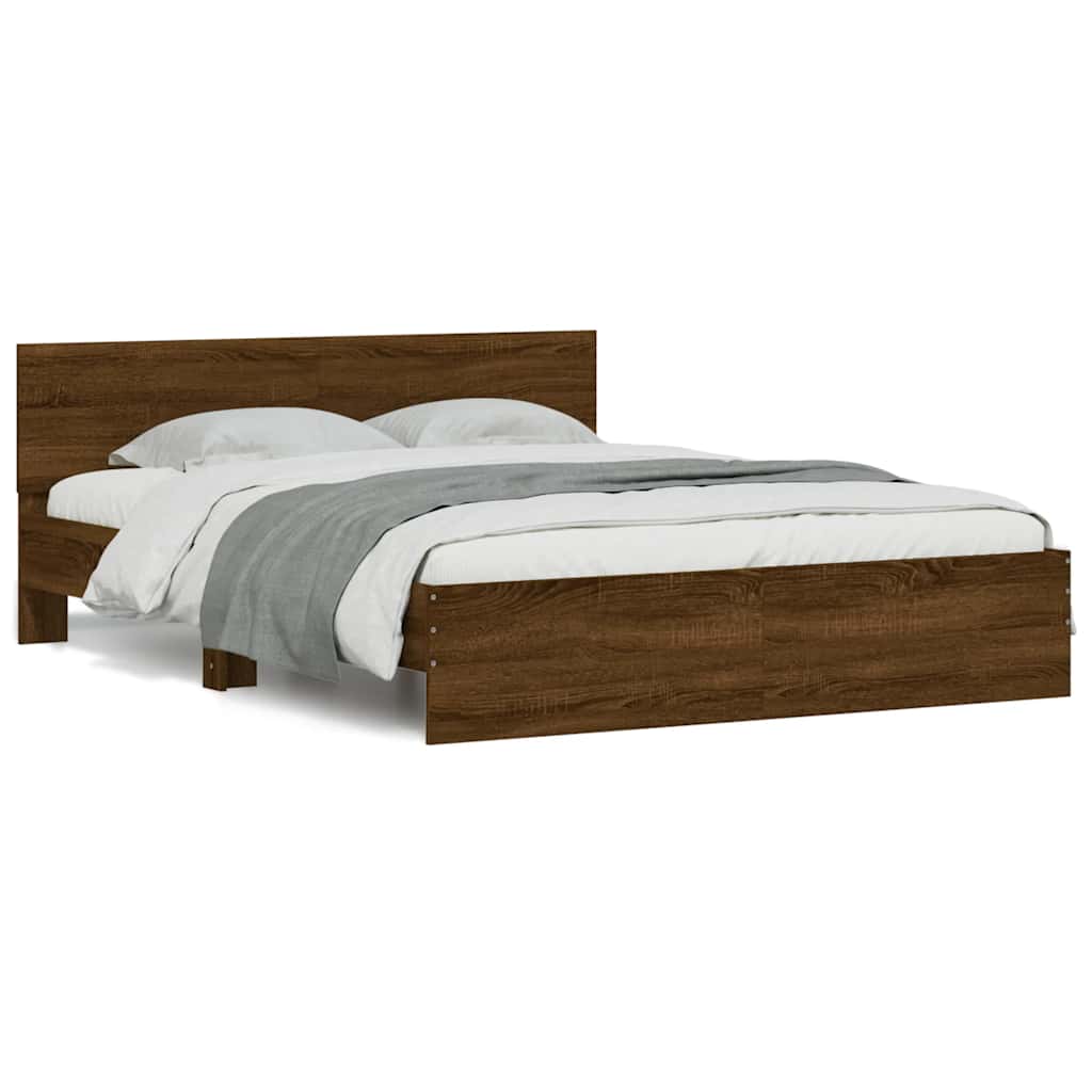 Modern Wooden King Size 150cm Bed Frame Base With Headboard & LED Lights