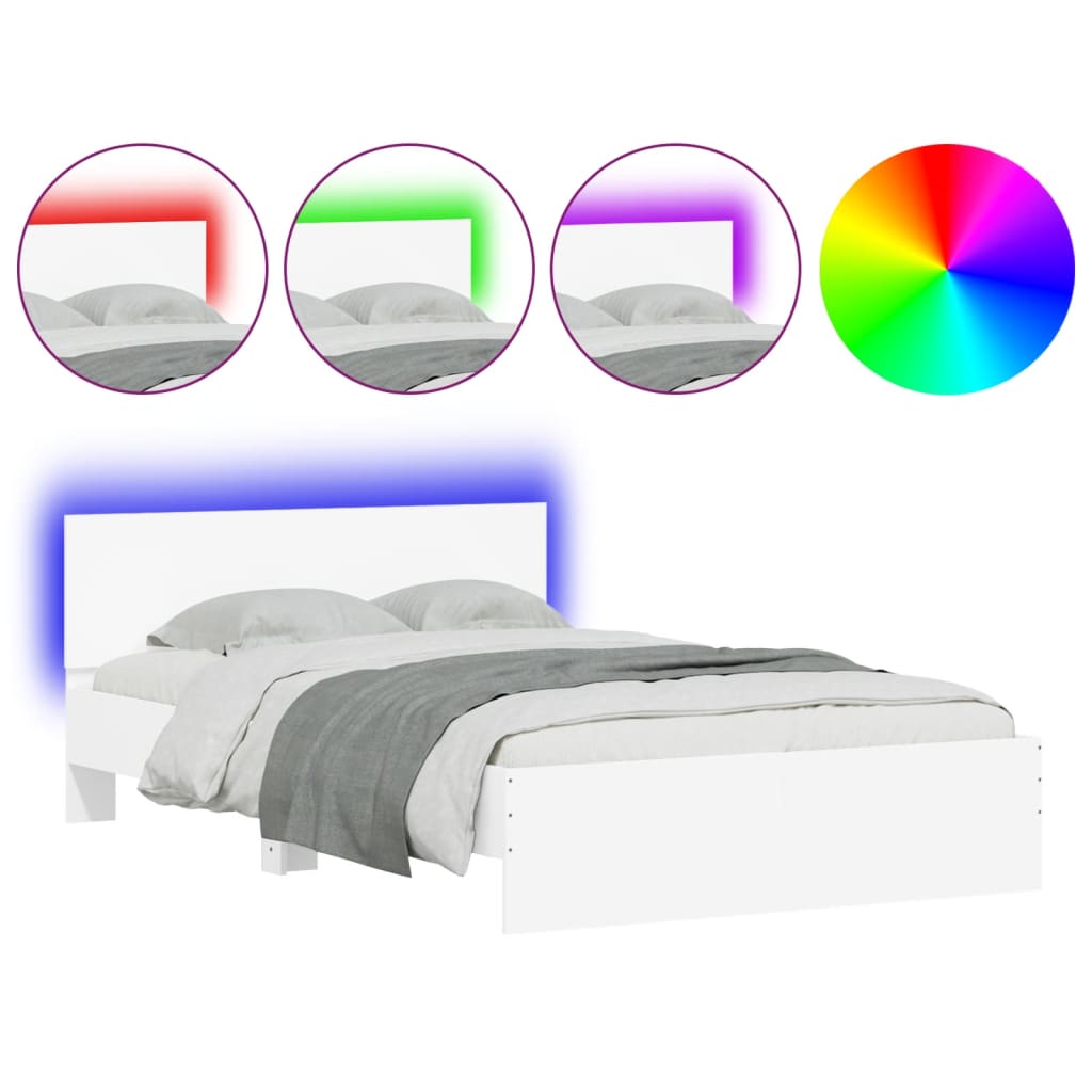 Modern Wooden Double Size 135cm Bed Frame Base With Headboard & LED Lights