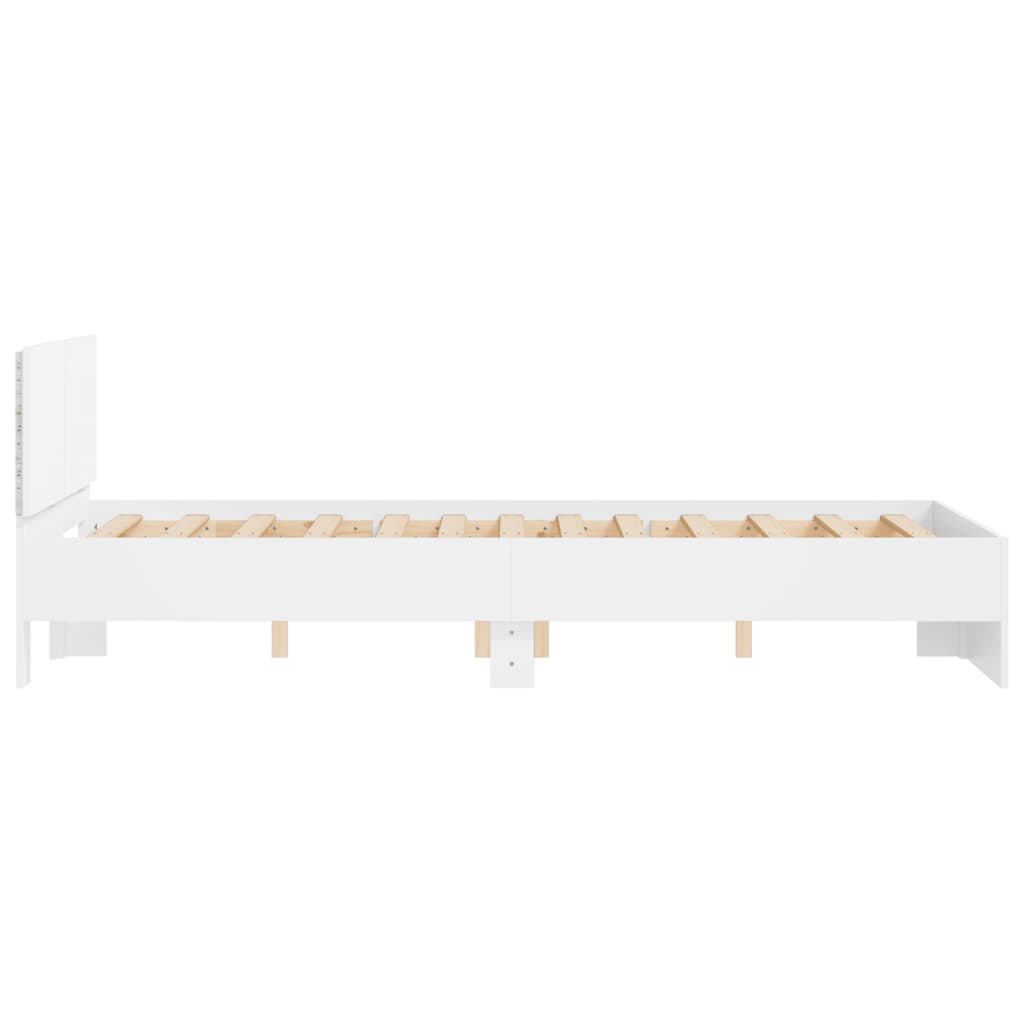 Modern Wooden Double Size 135cm Bed Frame Base With Headboard & LED Lights