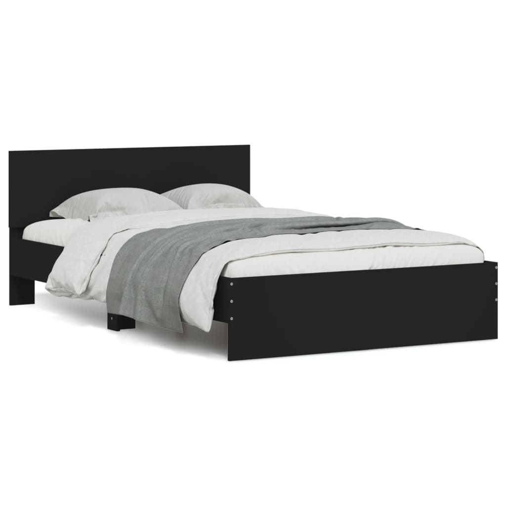 Bed Frame with LED without Mattress Black 135x190 cm Double