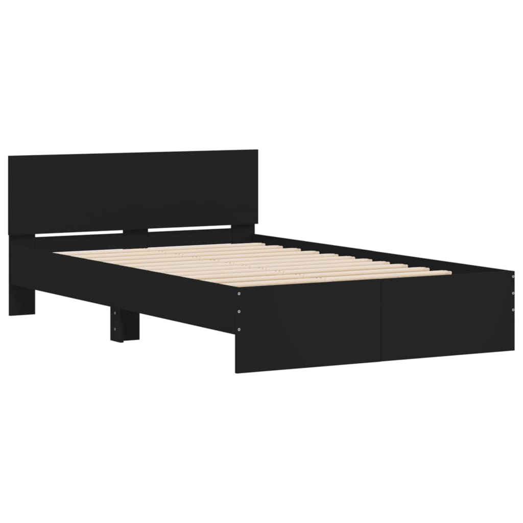 Bed Frame with LED without Mattress Black 135x190 cm Double