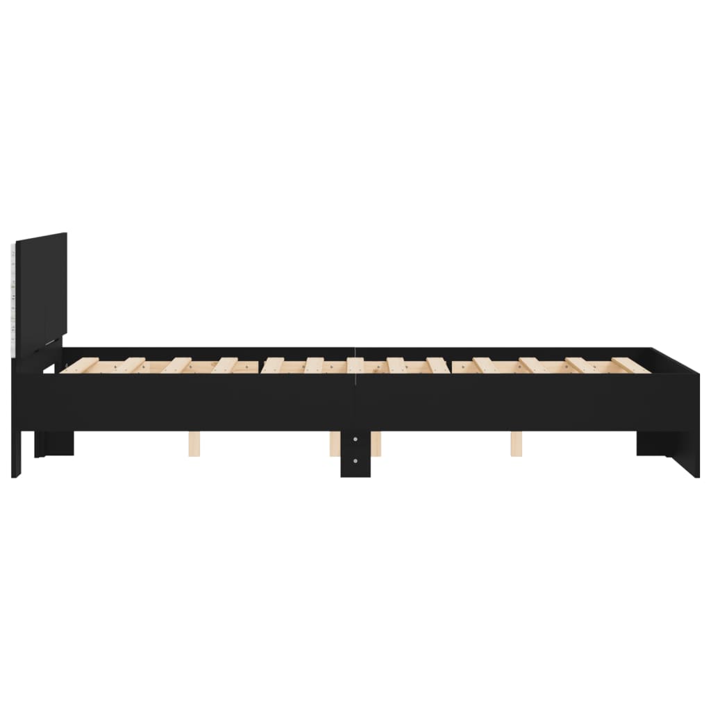 Bed Frame with LED without Mattress Black 135x190 cm Double