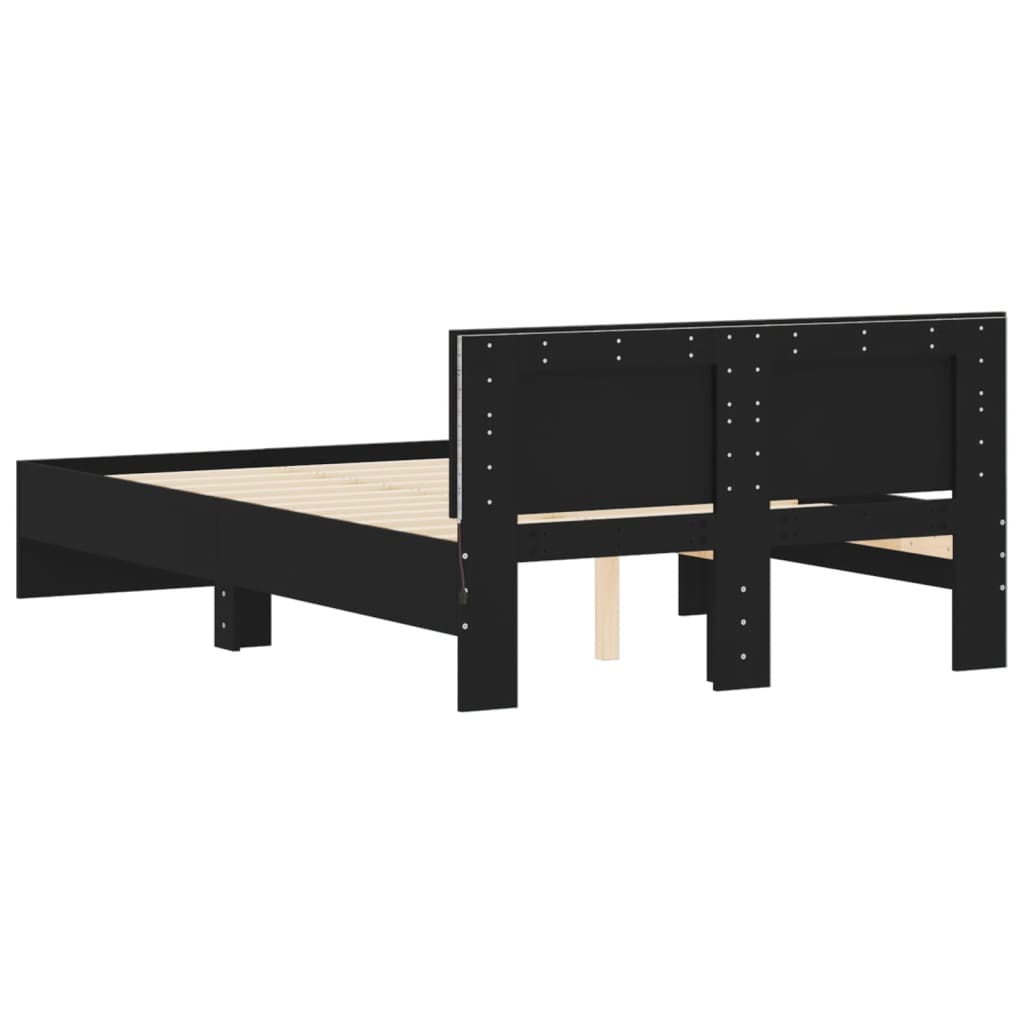 Bed Frame with LED without Mattress Black 135x190 cm Double