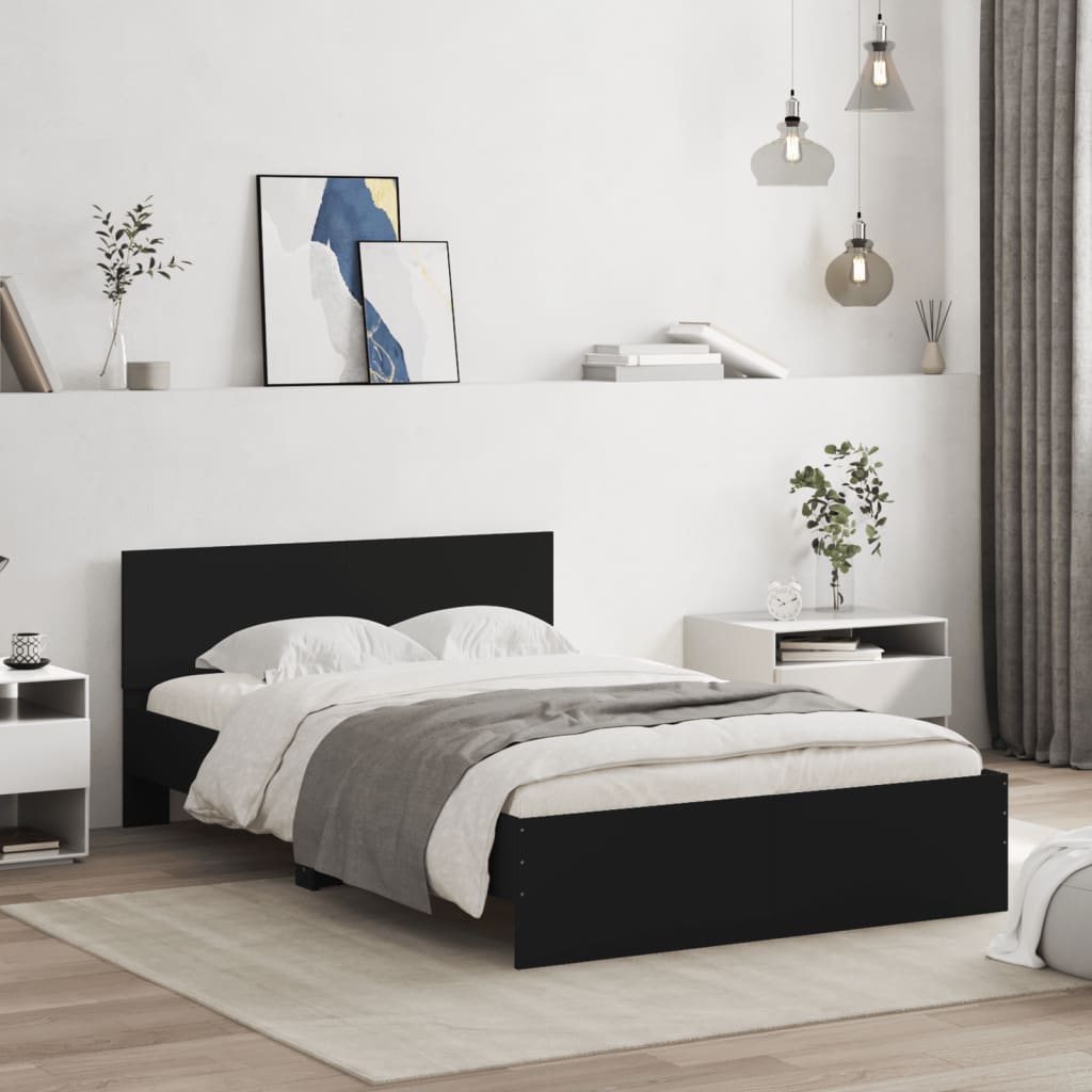 Bed Frame with LED without Mattress Black 135x190 cm Double