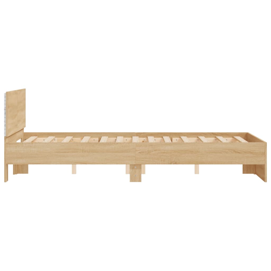 Modern Wooden Double Size 135cm Bed Frame Base With Headboard & LED Lights