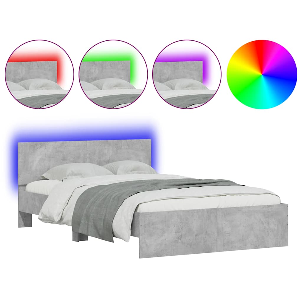 Modern Wooden Double Size 135cm Bed Frame Base With Headboard & LED Lights