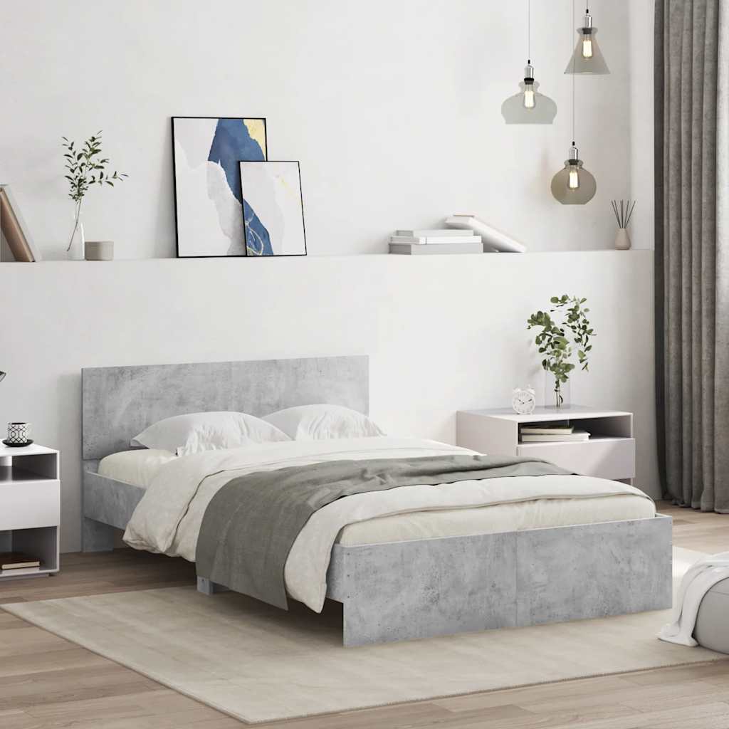 Modern Wooden Double Size 135cm Bed Frame Base With Headboard & LED Lights