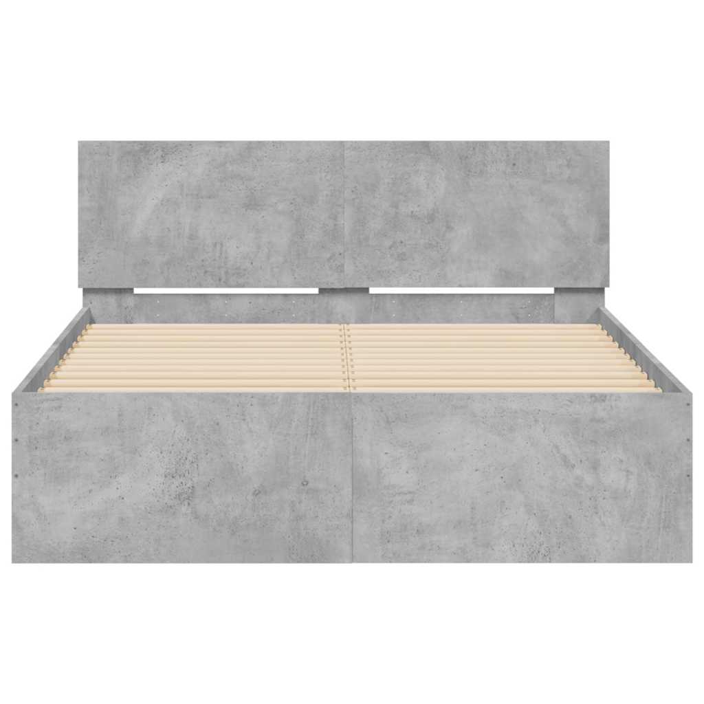 Modern Wooden Double Size 135cm Bed Frame Base With Headboard & LED Lights