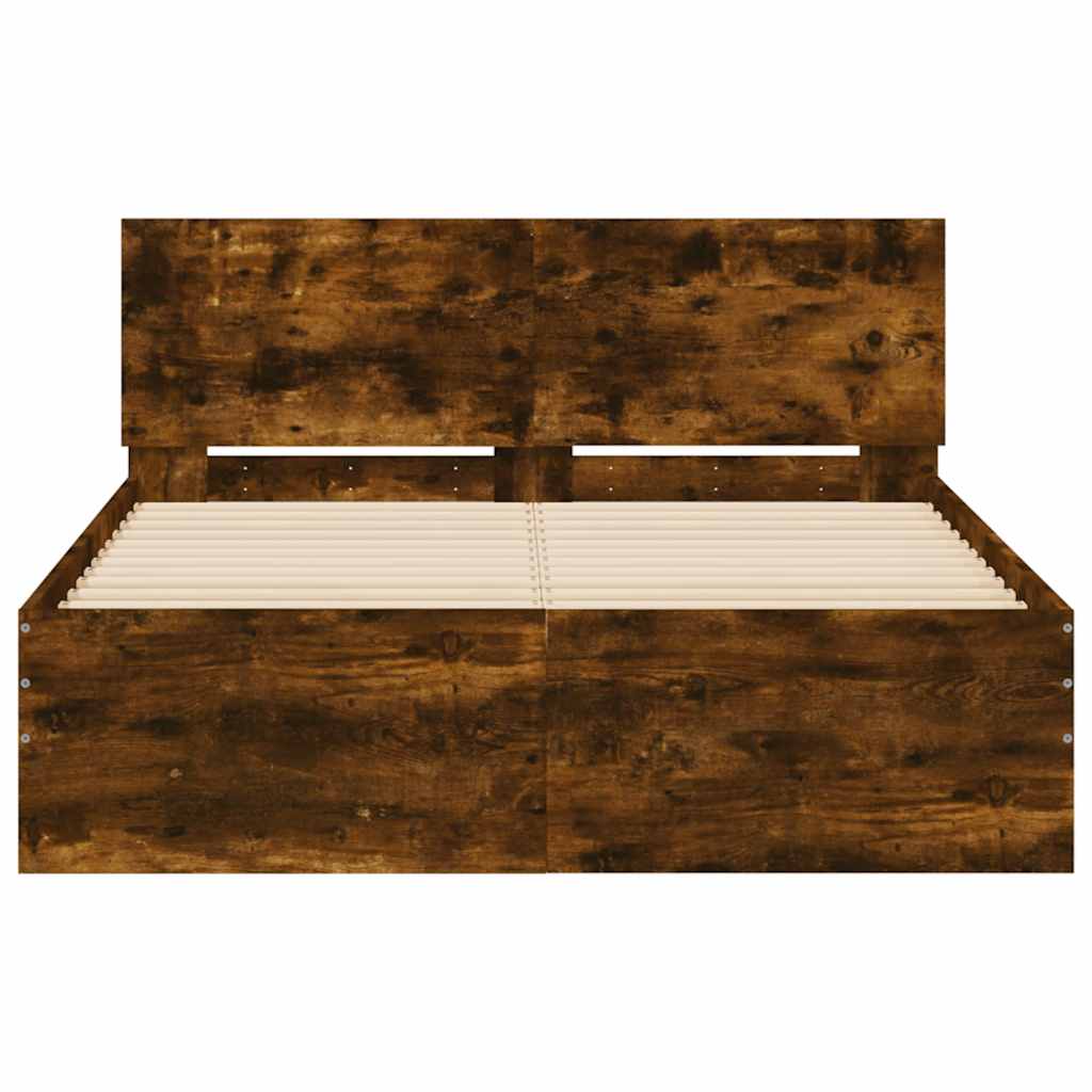 Modern Wooden Double Size 135cm Bed Frame Base With Headboard & LED Lights